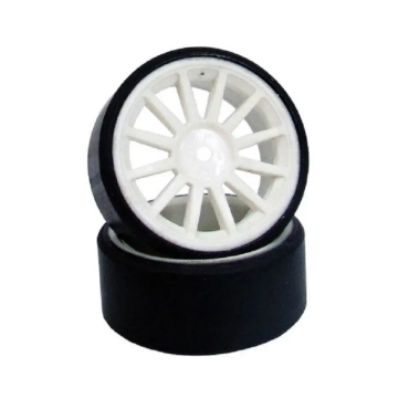 JOGO PNEU PARA DRIFT RODA STOCK BRANCA CUBO 12 mm UNIVERSAL LARGURA 25mm PARA ESCALA 1/10 DRIFT SINTEC S134